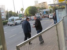 Zev with man in parking area